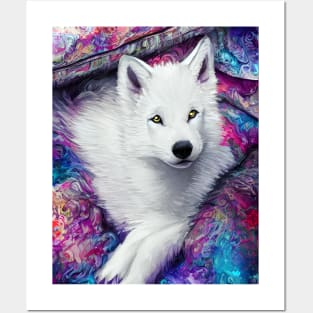 Cute white wolf pup Posters and Art